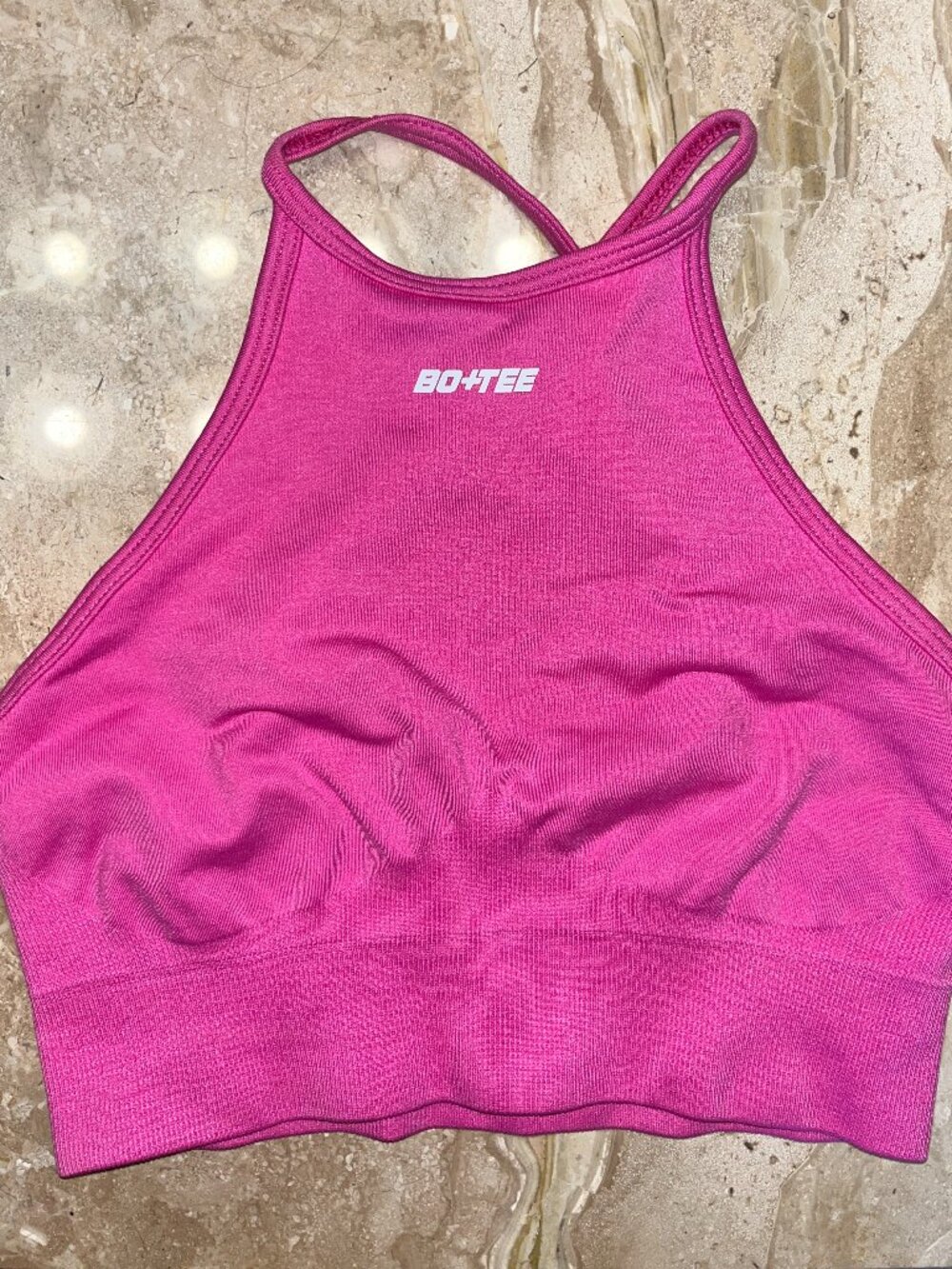 Bo + Tee / Oh Polly Pink Workout Halter Top Sports Bra